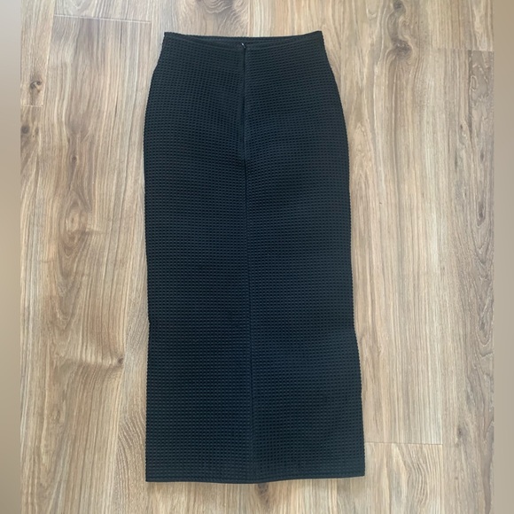 A.W.A.K.E Mode Faille Button Detailed Pencil Black Waffle Skirt Size 35 - Picture 2 of 6